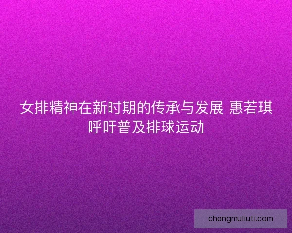 女排精神在新时期的传承与发展 惠若琪呼吁普及排球运动